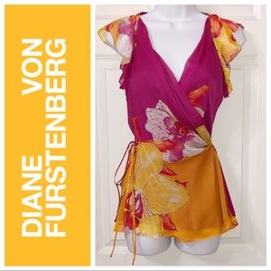 Diane von Furstenburg Silk Wrap Shirt Blouse